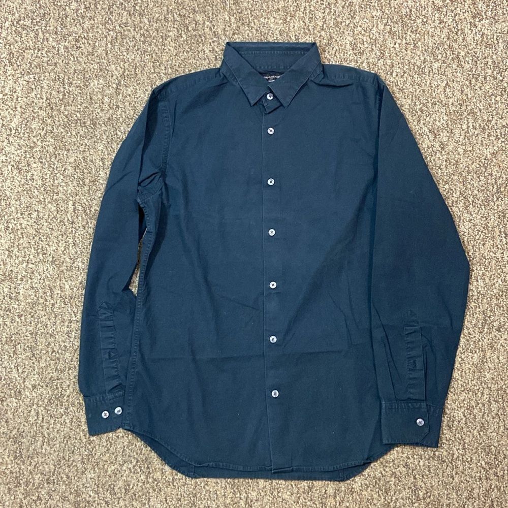Banana Republic Stretch Tailored Slim Fit Men's Black Shirt Size M 15-15/5 33-34